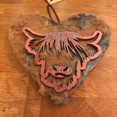 Alpaca Felted Wall Plaque Featuring Highland Cooooo